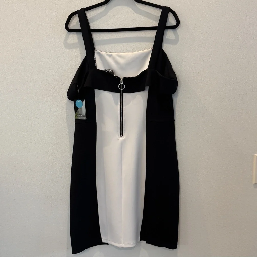 Project Runway Black White Hourglass Dress XXL NWT Bodycon Sheath Dress Strappy